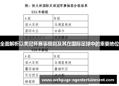 全面解析以美冠杯赛事级别及其在国际足球中的重要地位 全面解析以美冠杯赛事级别及其在国际足球中的重要地位