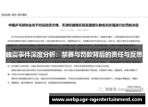 魏震事件深度分析：禁赛与罚款背后的责任与反思